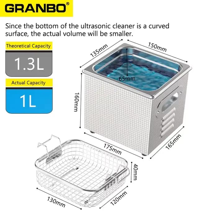 Nettoyeur à ultrasons verre bijoux montre outils 1L 40KHz Machine de nettoyage