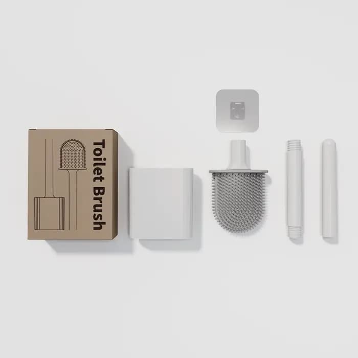 MINI brosse de toilette en Silicone anti-fuite d'eau avec Base Wc