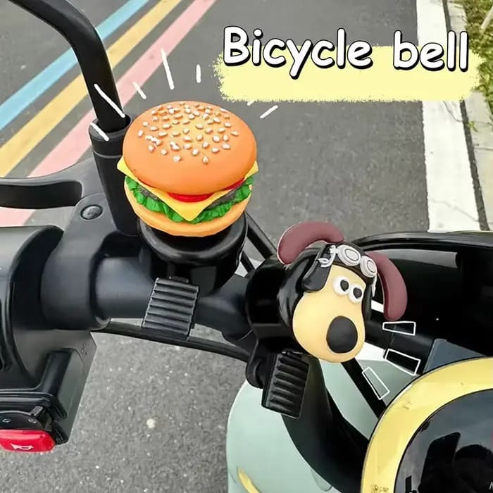 Cloche de sécurité pour guidon de vélo, cloche de vélo de dessin animé, hamburger, frites, sandwich, VTT, accessoires de cyclisme, fort