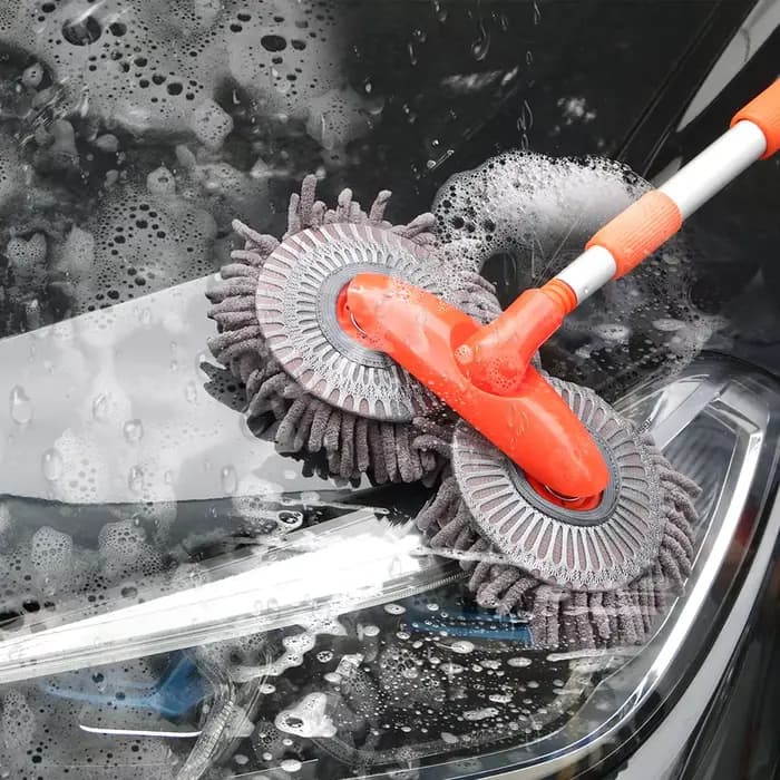 Tête de brosse Double, vadrouille télescopique à trois sections pour lavage de voiture