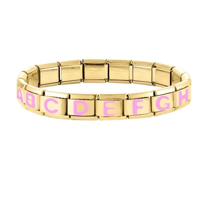 Mode rose 26 lettres anglaises A-Z nom doré italien bracelet à breloques bijoux bricolage faisant cadeau femmes hommes main Bracelet bijoux