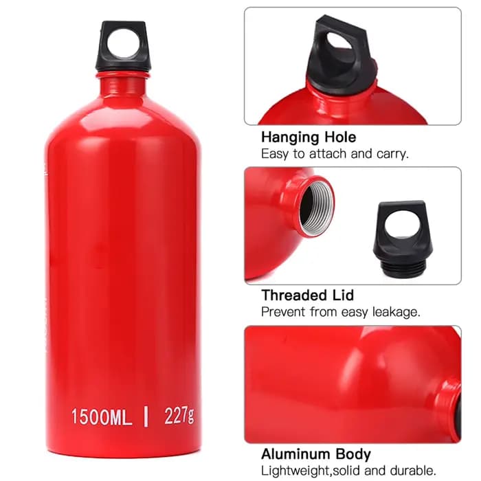 Bouteille d'huile en aluminium de 1,5 L pour brûleur à huile, conteneur de carburant liquide (alcool, gaz) pour camping, randonnée, backpacking, essence