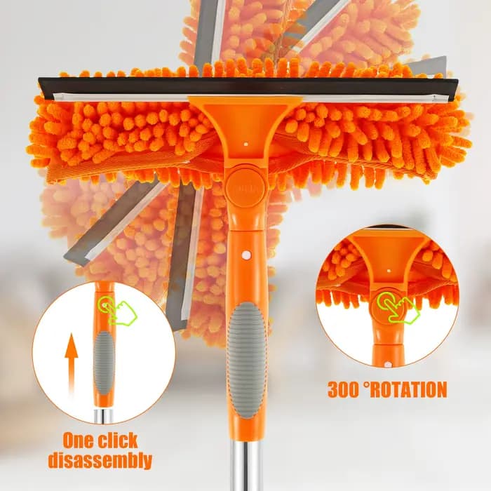 Ensemble d'outils de nettoyage de vitres extensibles 180 ° Vadrouille de fenêtre rotative à Long manche, essuie-glace domestique, brosse de nettoyage de la poussière, nouveau