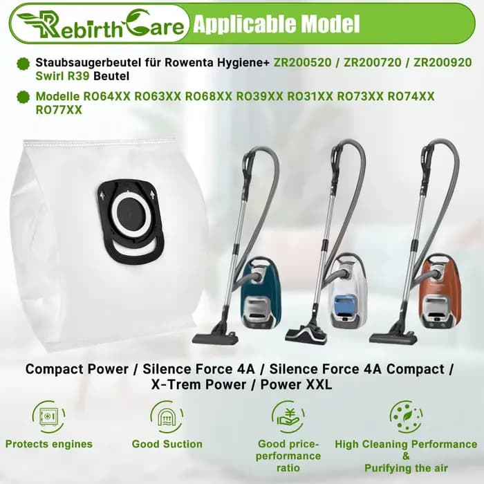 Sac à poussière ZR200520 pour aspirateur Rowenta RO64XX RO63XX RO68XX RO73XX RO74XX Silence Force