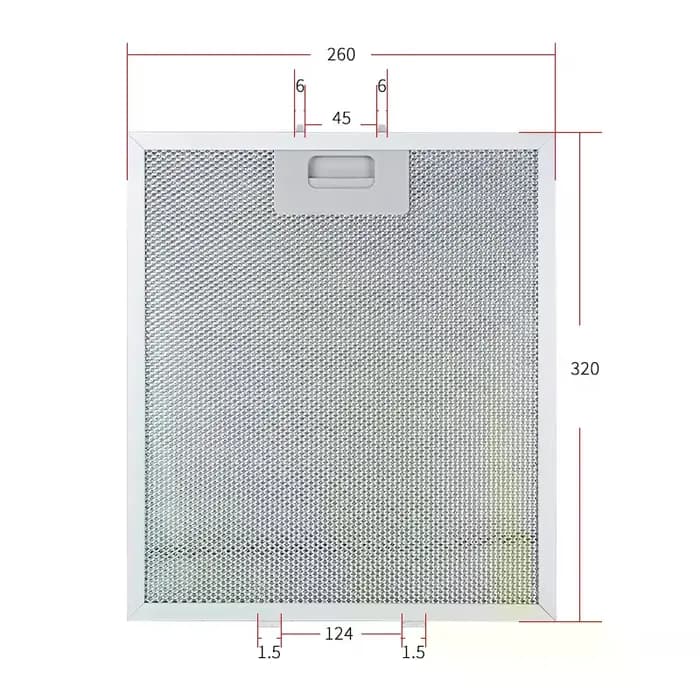 Filtres pour hotte de cuisine, extracteur de maille métallique, filtre d'aération, hottes de cuisine, filtre à huile, accessoires pour hotte de cuisine, plaque Al de séparation d'huile