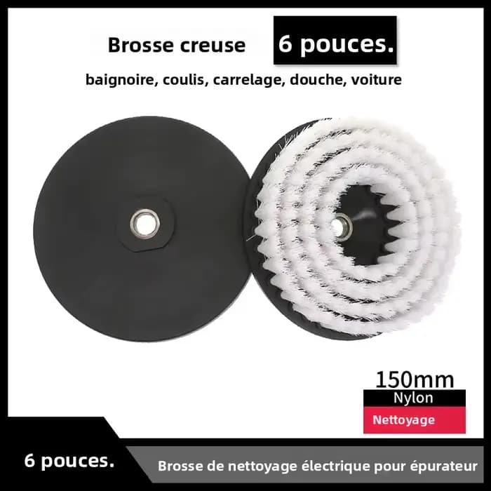 Brosse de nettoyage électrique creuse de 6 pouces