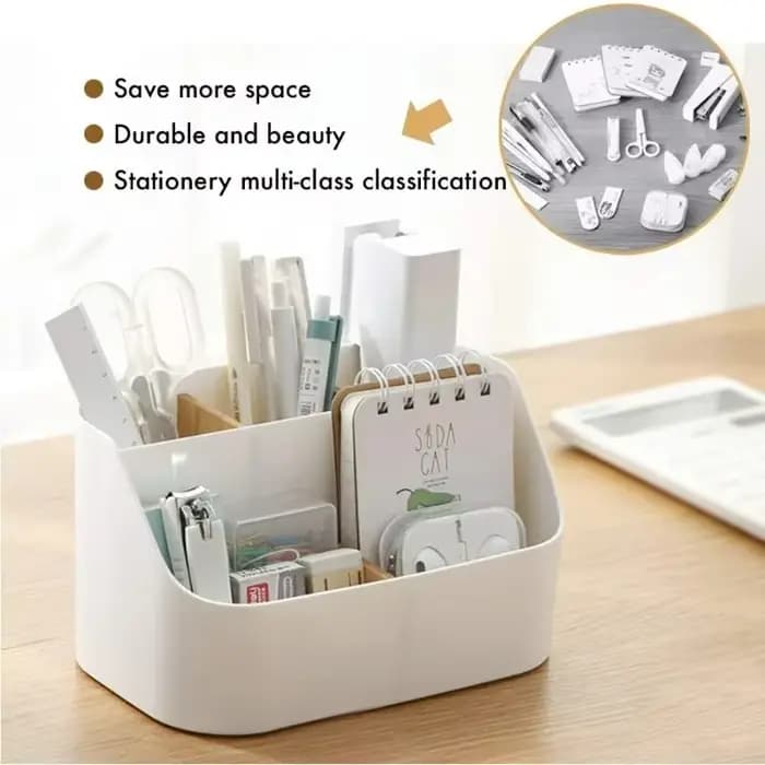 Organisateur de bureau, organiseurs et accessoires de fournitures de bureau, porte-pinceaux de maquillage, porte-télécommande avec cloison en bois mobile