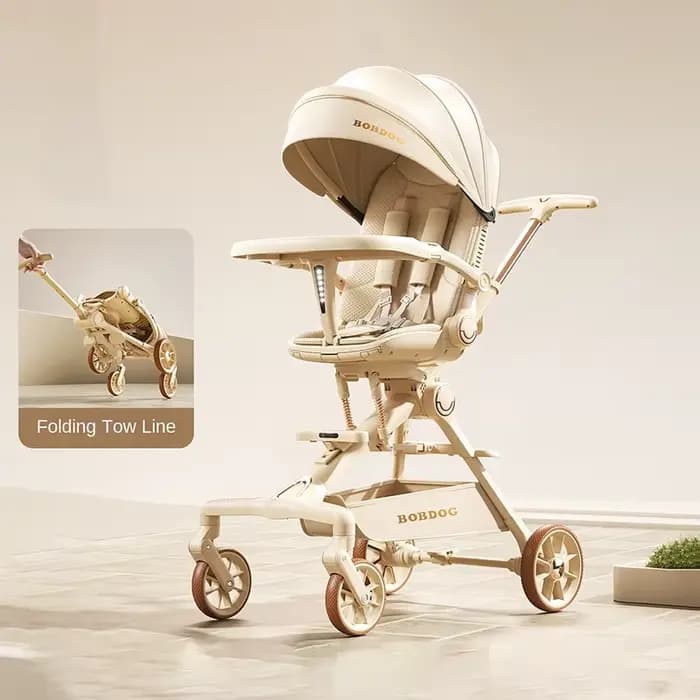 Poussette pour bébés, peut s'asseoir ou s'allonger, légère, pliage en un clic, poussette pour enfants à vue dégagée avec plateau et repose-pieds