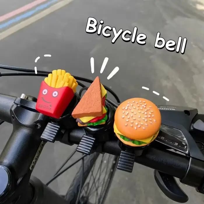 Cloche de sécurité pour guidon de vélo, cloche de vélo de dessin animé, hamburger, frites, sandwich, VTT, accessoires de cyclisme, fort