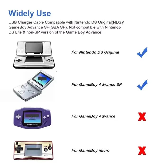 Câble de chargement USB noir pour Console de jeu GBA SP GameBoy/DS, cordon de ligne avancé, câble de chargeur pour Console de jeu