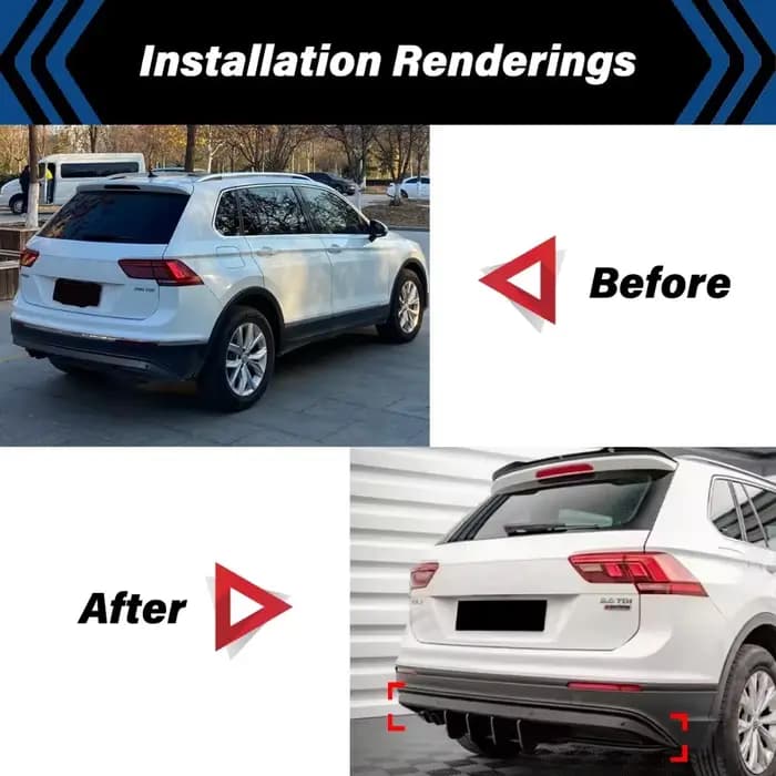 Kit de carrosserie de séparateur de lèvre de diffuseur de pare-chocs arrière, pour Volkswagen VW Tiguan R/R-line/standard 2017 2018 2019 2020 2021 2022 2023 2024