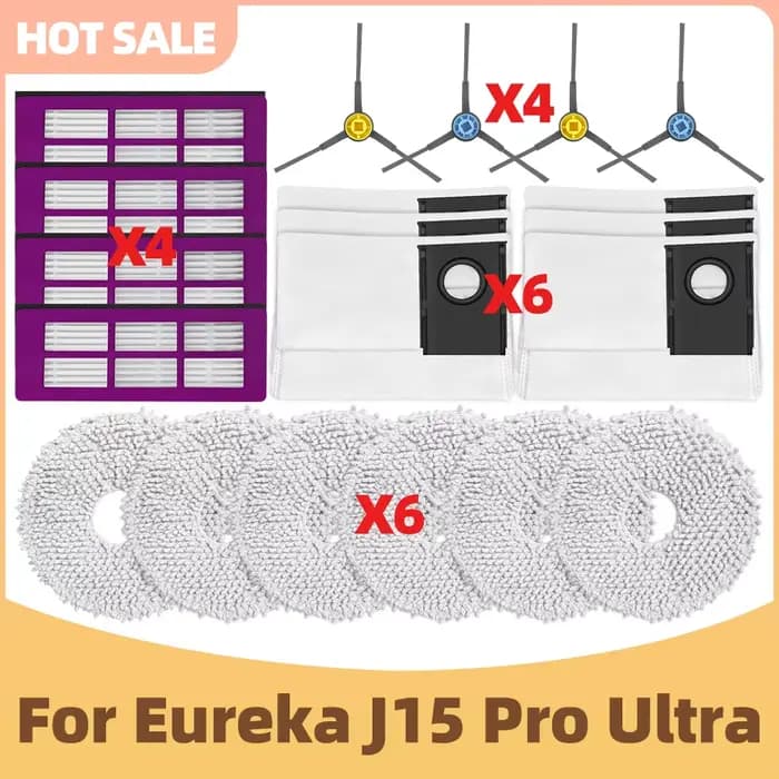 Compatible avec les pièces d’aspirateur (Eureka J15 Pro Ultra / Eureka J15 Ultra) – rouleau principal, brosse latérale, filtre H