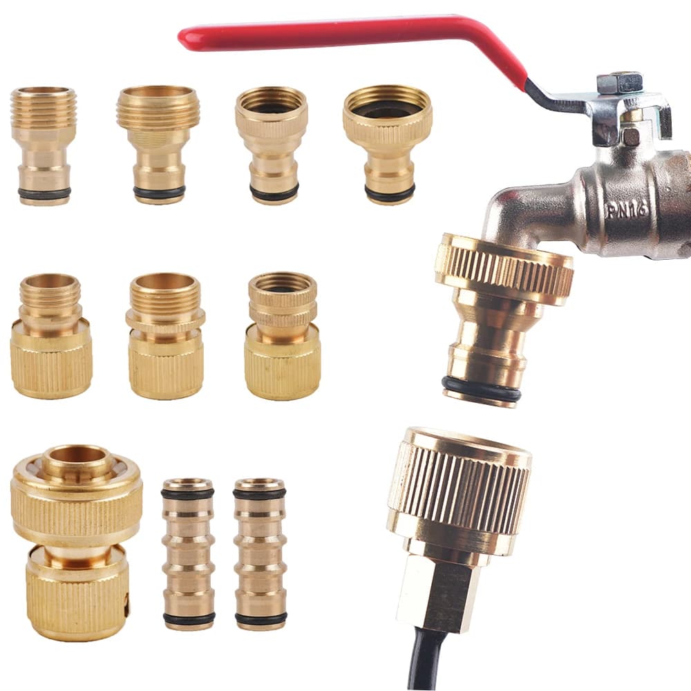 Connecteur rapide à filetage 1/2 3/4 ", adaptateur d'arrosage de jardin en laiton, tuyau en cuivre d