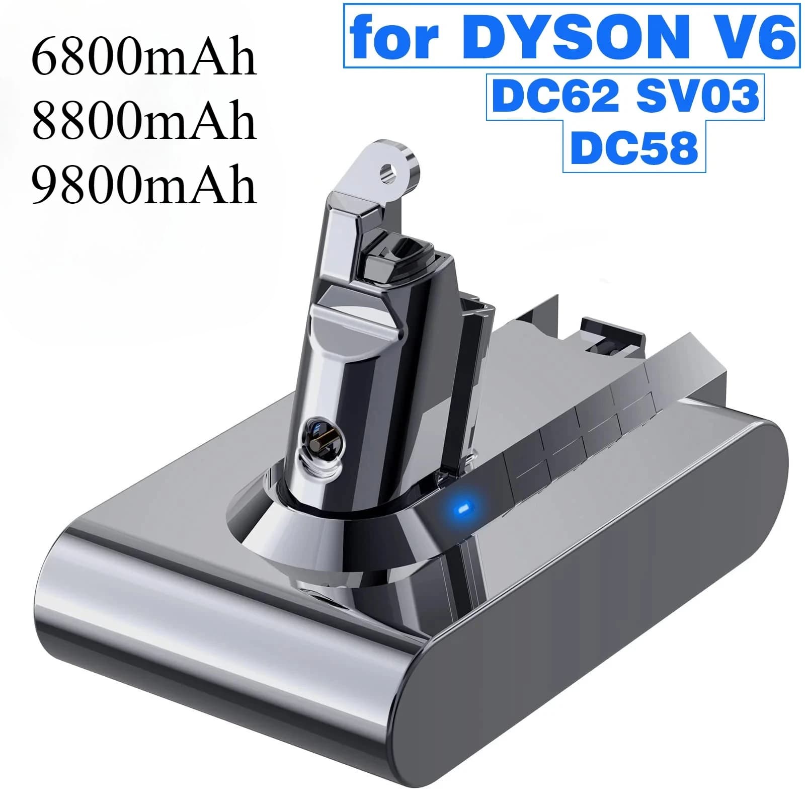 Batterie V6 pour aspirateur Dyson, 21.6v 9800mah, Dc58,dc59,dc62,650,770,880,sv03,sv04,sv05,sv06,sv0