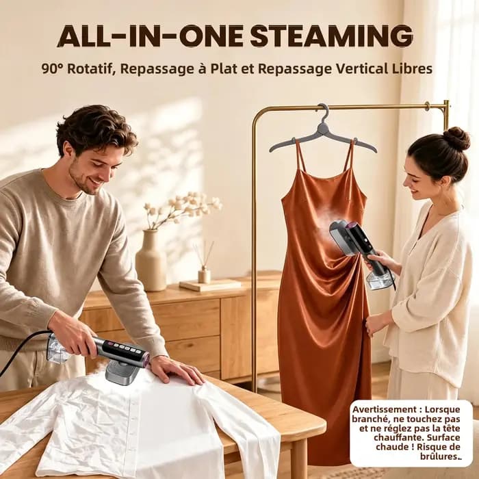 Fer à vapeur portatif multifonctionnel pliable EU/US pour vêtements suspendus, préchauffage rapide en 10 secondes, petit défroisseur portable pour tissus et vêtements
