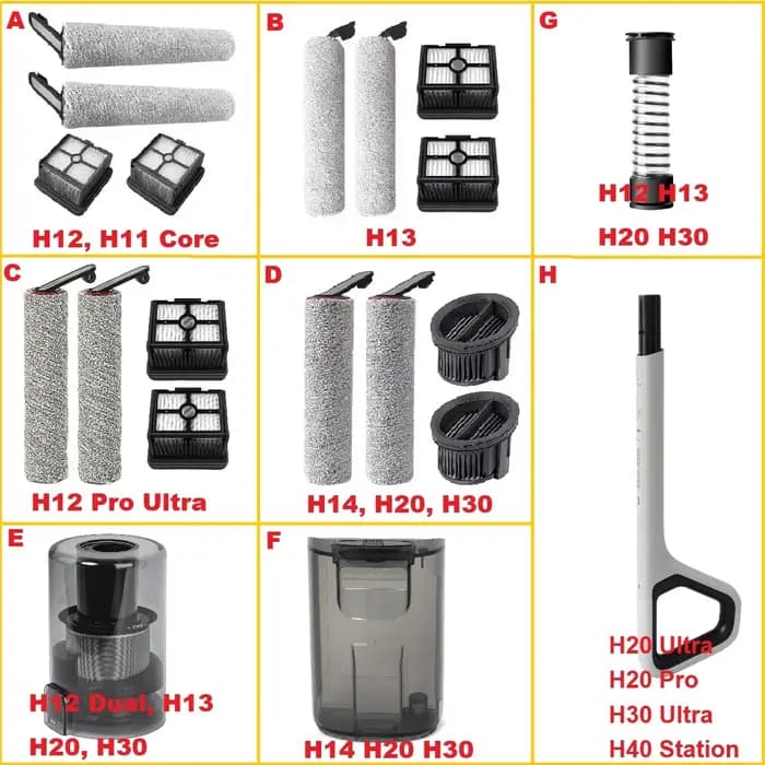 Pour aspirateur Dreame H14 Pro / H13 / H12 Pro Ultra / H12 / H20 / H30, brosse rotative, filtre, réservoir à poussière, poignée, réservoir d'eau