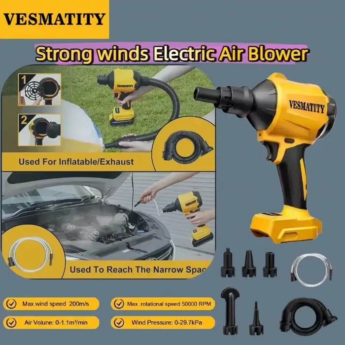 Pistolet souffleur d'air sans fil avec buse, machine à dépoussiérer multifonction, outil de gonflage pour batterie Dewalt