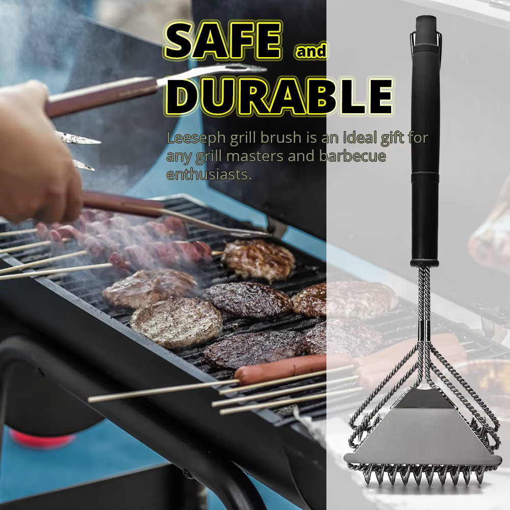Brosse de gril sûre-brosse de barbecue sans poils-nettoyeur de barbecue en acier inoxydable résistan