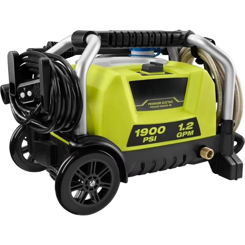 Nettoyeur haute pression électrique à eau froide 1900 PSI 1,2 GPM Haute puissance Portable sur roues