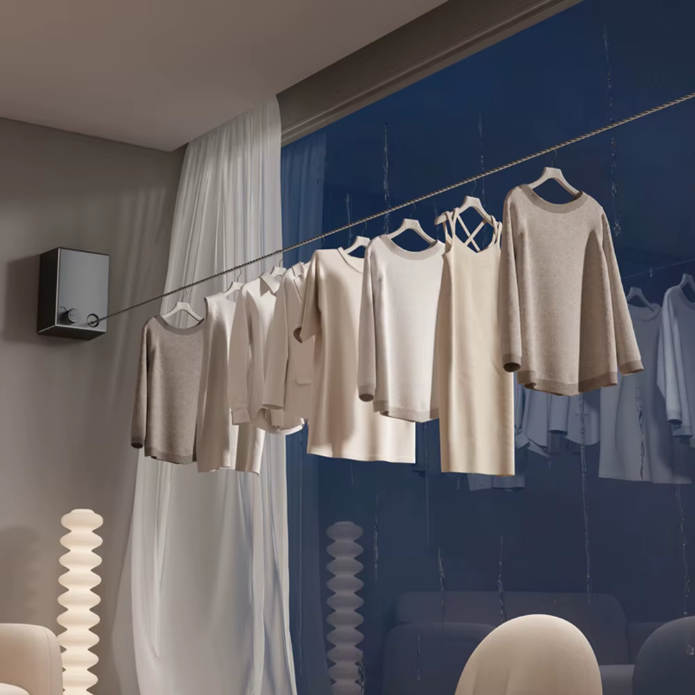 Corde à linge rétractable en acier inoxydable, Machine de séchage de vêtements extractible, corde pe
