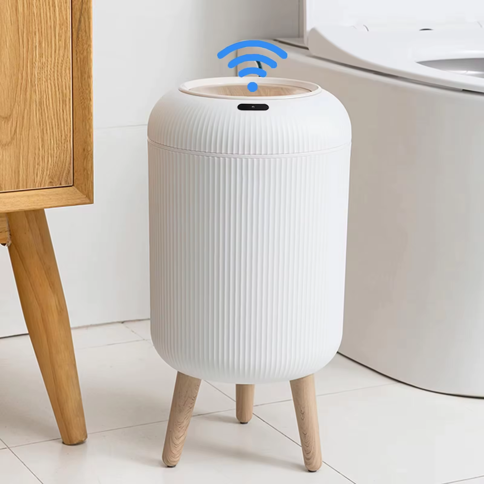 Poubelle automatique avec couvercle, petite poubelle intelligente en plastique, poubelle à capteur d