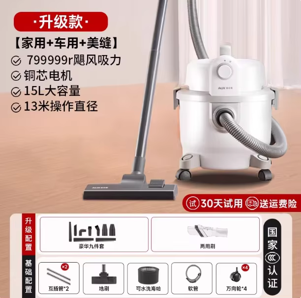 Aspirateur AUX 220V, haute puissance, forte aspiration pour usage industriel domestique, nettoyage d