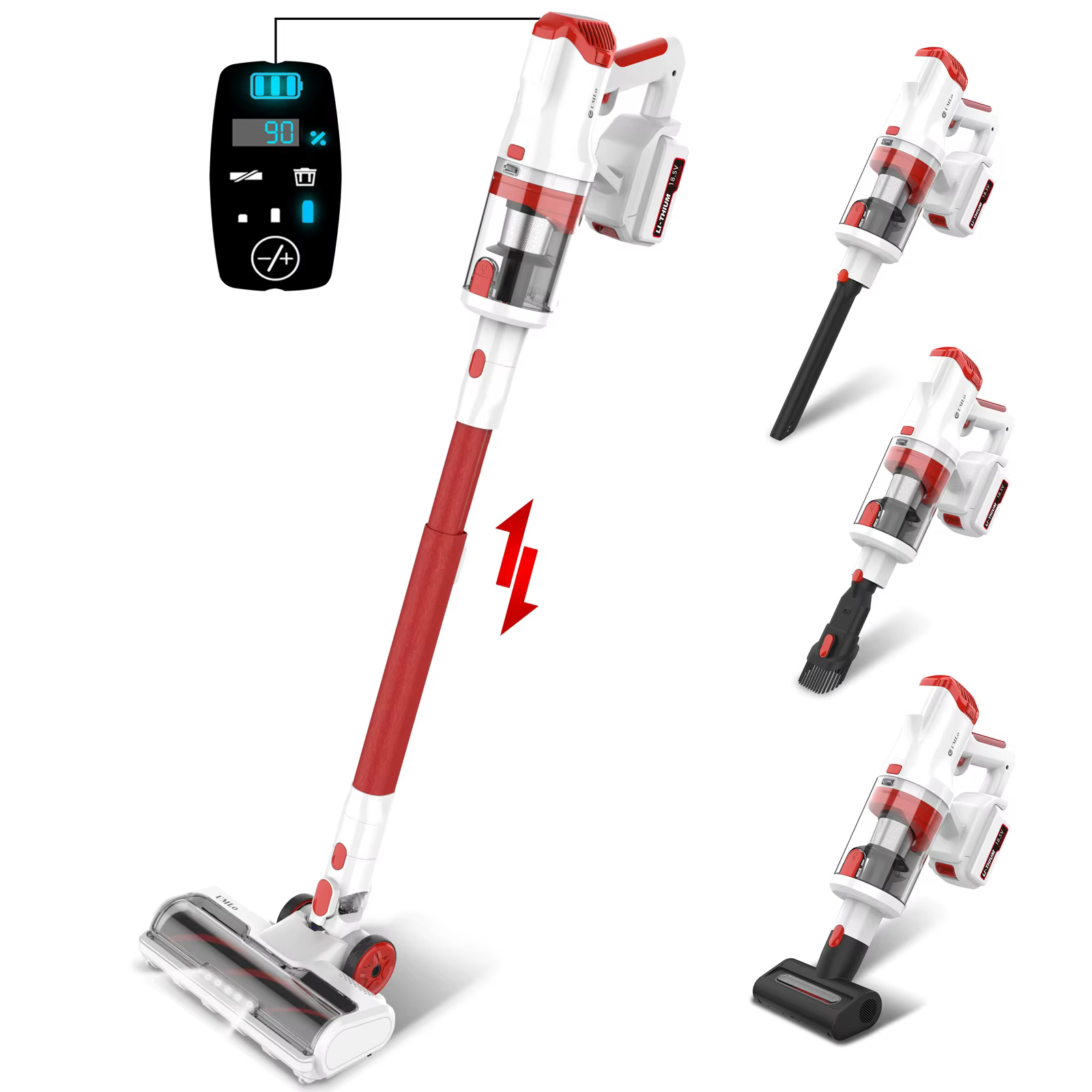 Aspirateur sans fil léger 8 en 1 avec écran LED, aspirateur balai sans fil, 300W, 28Kpa, UMLo V111