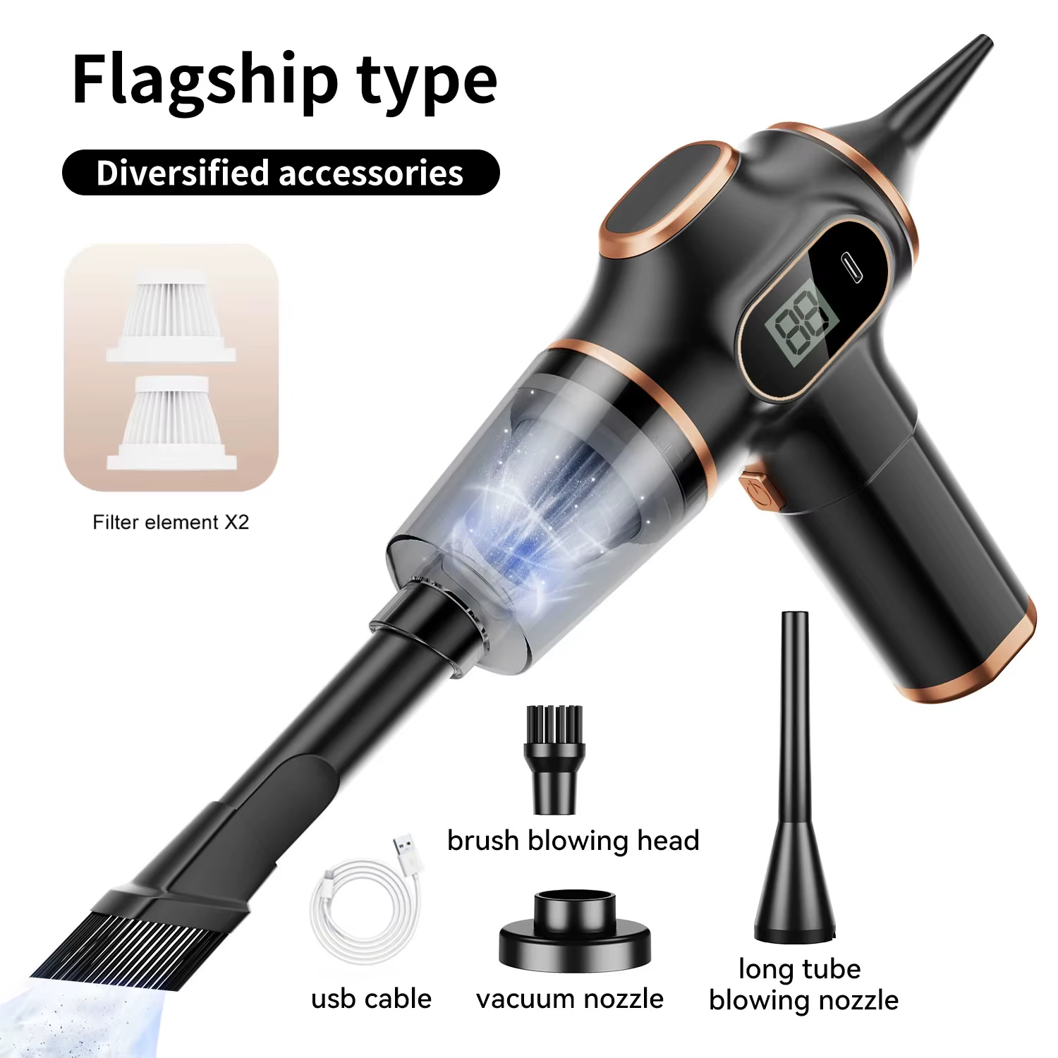 Aspirateur sans fil double usage pour maison et voiture, appareil ménager haute puissance avec écran