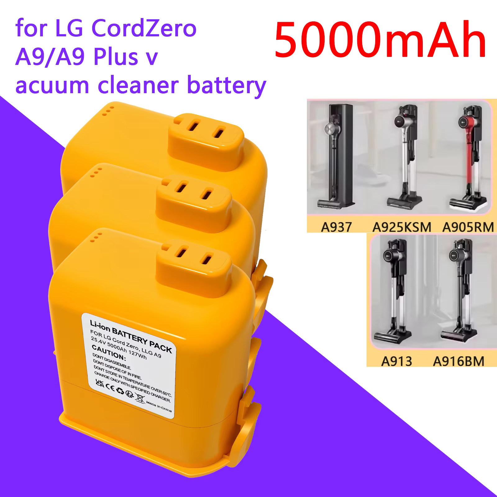 Batterie universelle pour aspirateur LG CordZero A9 A9 Plus, compatible avec les aspirateurs LG A9M 