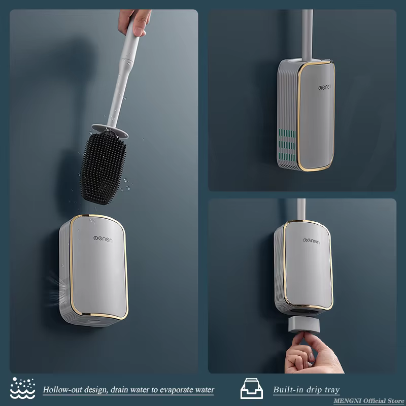 MENGNI-brosse de toilette de luxe salle de bain montage mural outil de nettoyage à vidange rapide br