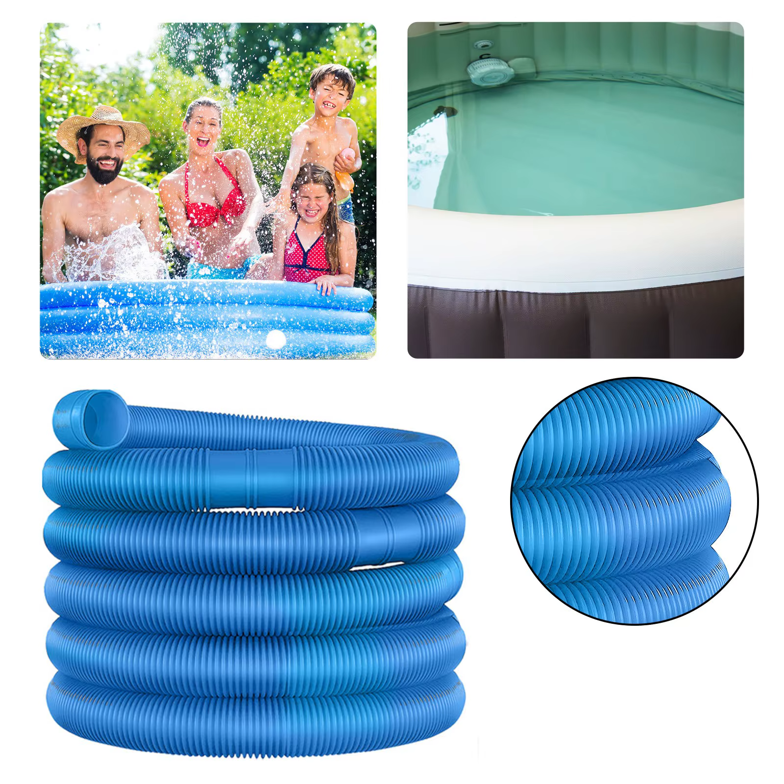 Tuyau de piscine flexible ondulé de 6,3 m (32 mm) pour système de filtration de piscine, accessoire