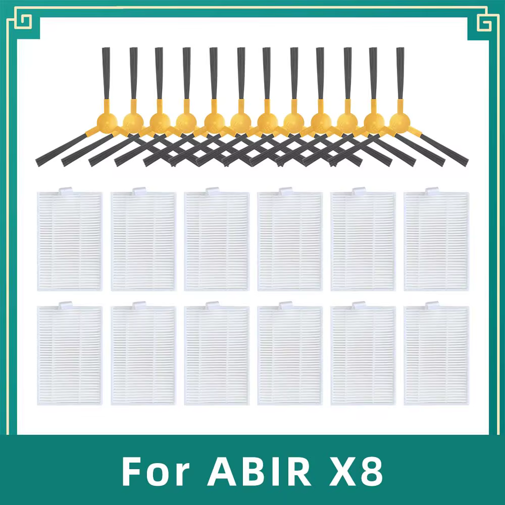 Compatible avec ABIR X8 Aspirateur Robot Brosse Latérale Filtre HEPA Accessoires Kit de Pièces de Re