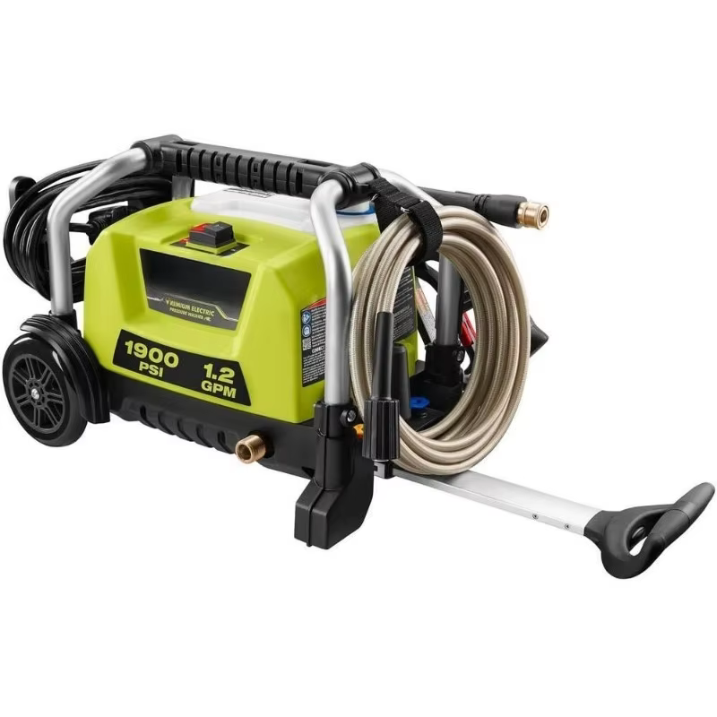 Nettoyeur haute pression électrique à eau froide 1900 PSI 1,2 GPM Haute puissance Portable sur roues
