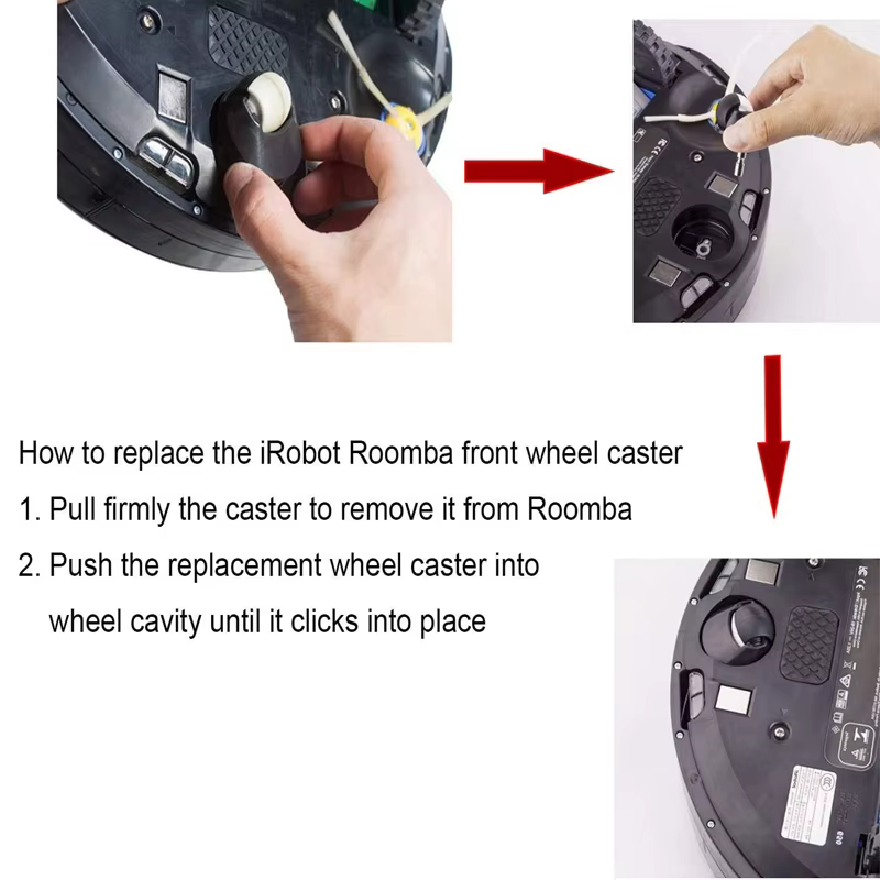 Ensemble de roulettes de roue avant de remplacement pour aspirateur iRobot Roomba, J7, I3, i7 + Plus