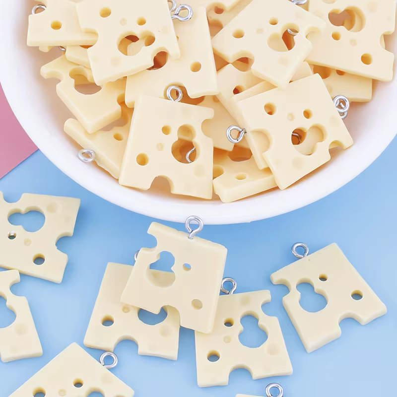 Breloques alimentaires en résine pour fromage, pendentif pour collier, Bracelet, boucle d'oreille, f