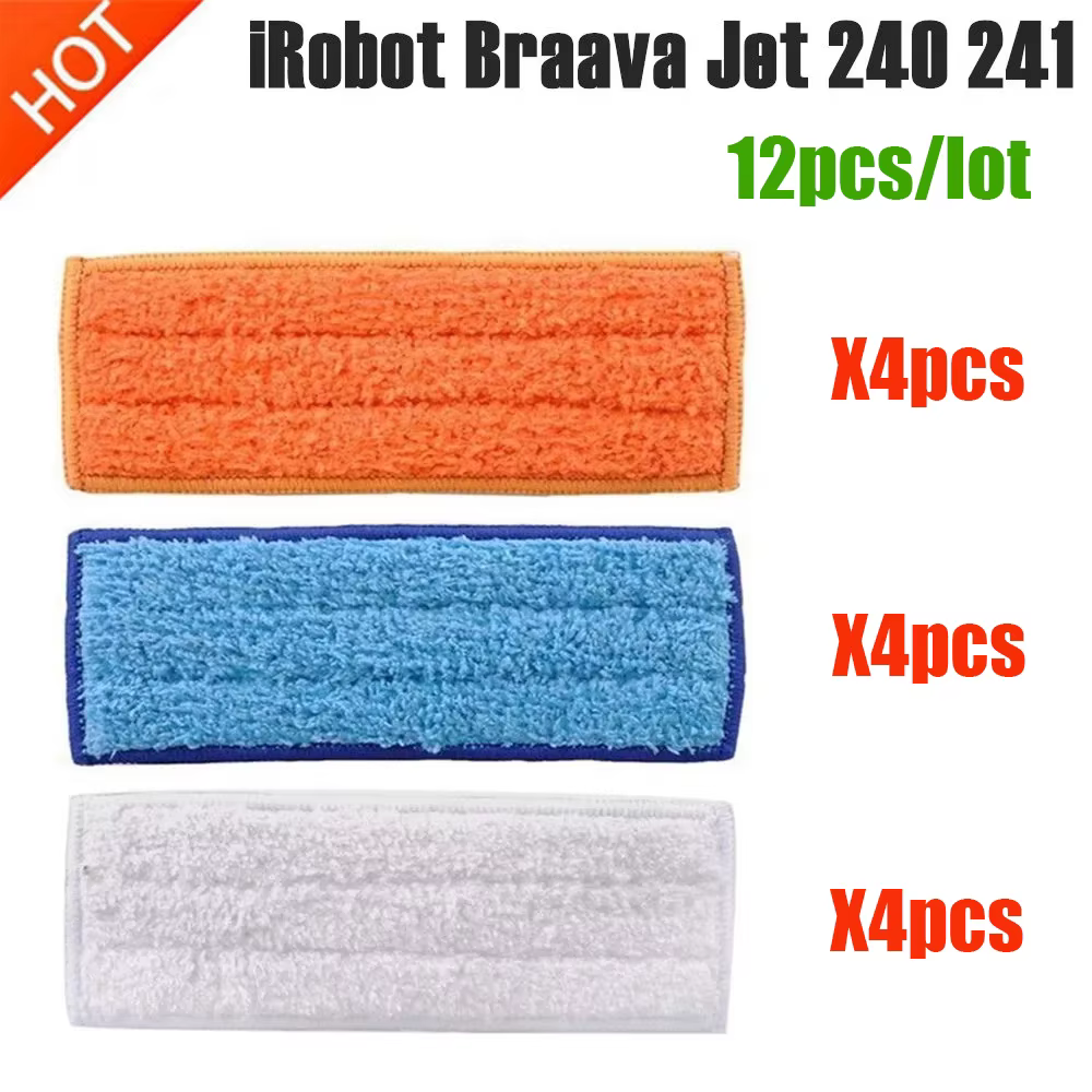 Tampons de nettoyage humides lavables, tampons humides, tissu sec pour iRobot Braava Jet 240 241, pi