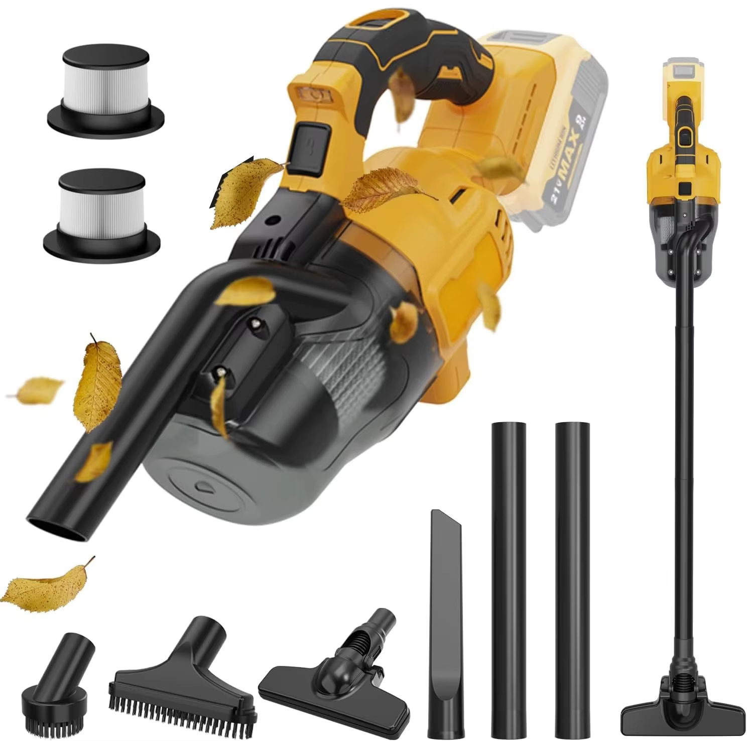 Aspirateur électrique portatif 5 en 1 avec 2 filtres, aspirateur à main sans fil pour batterie DeWal