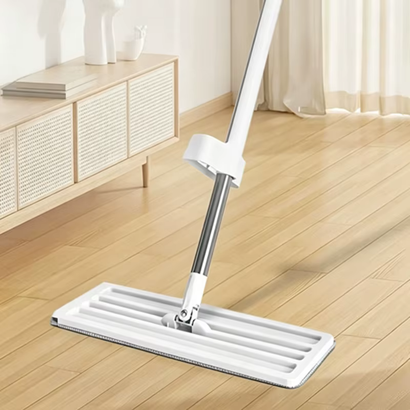 Serpillère plate à essorage mains libres, avec tampons en microfibre, pour nettoyage humide ou sec,