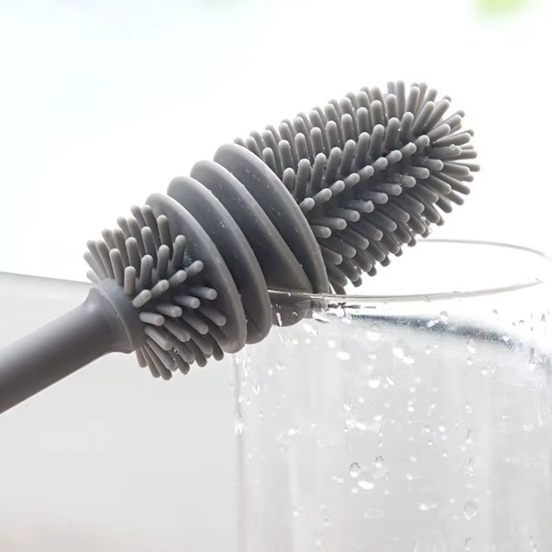 Brosse de nettoyage de bouteilles de lait en Silicone, brosse de nettoyage de bouteilles d'eau à Lon
