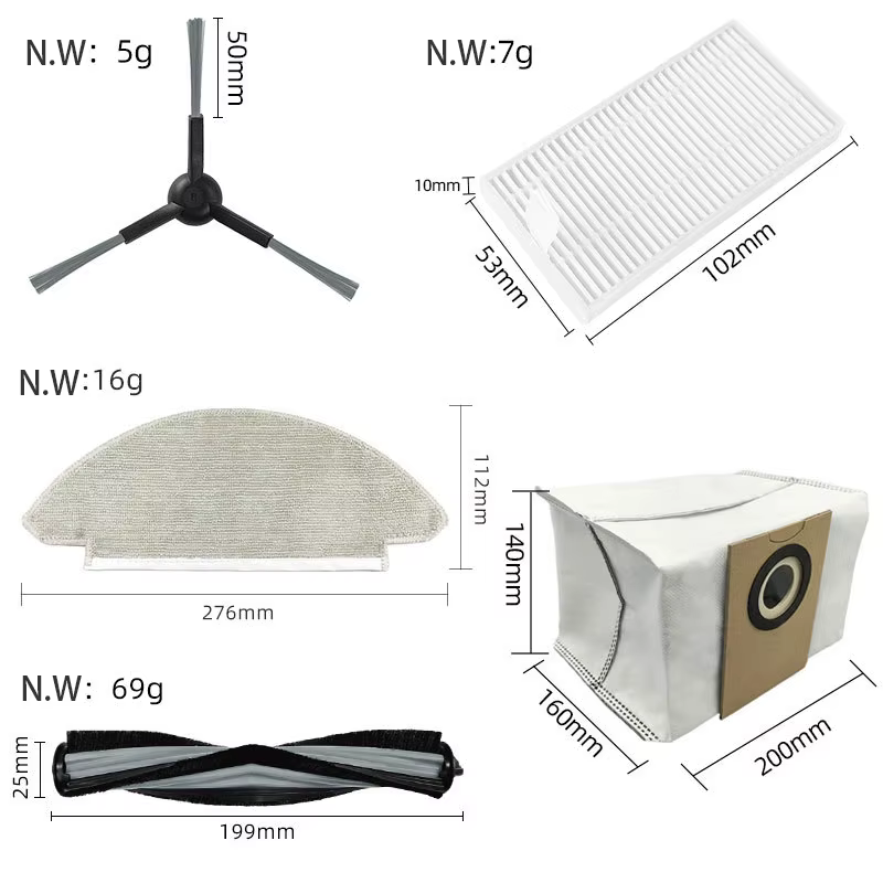Pièces de rechange pour aspirateur robot Viomi Alpha 2 Pro / V5 Pro, brosse à rouleau, sac à poussiè