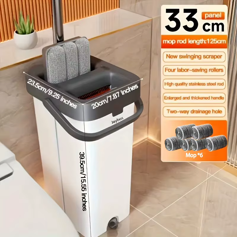 JOYBOS – ensemble de vadrouilles rotatives pour sol plat, 33cm, en microfibre lavable, système humid