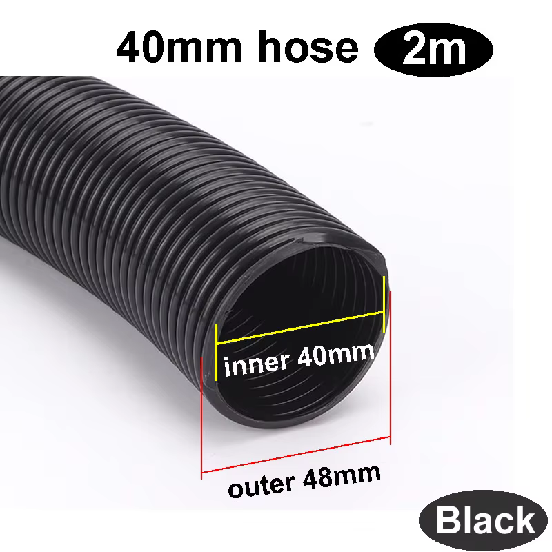 Tuyau fileté pour aspirateurs généraux, intérieur noir 25mm 28mm 32mm 40mm, pailles à soufflet, pièc