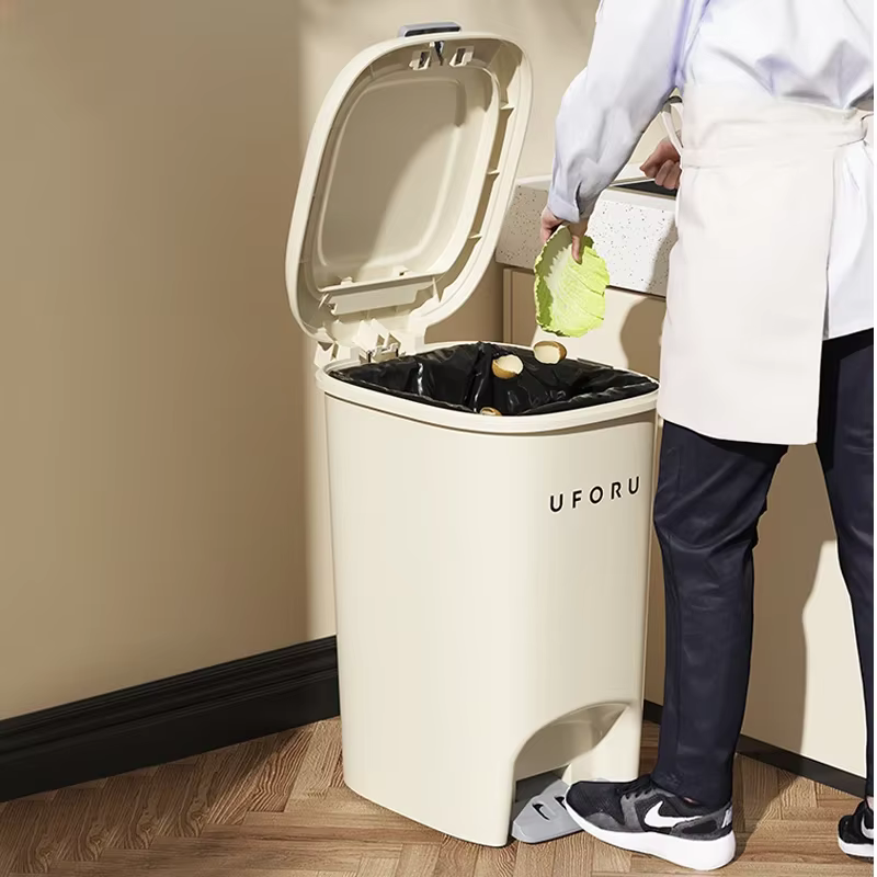 Poubelle à Double pédale 10L/20L avec couvercle, pour cuisine, salon, salle de bains, toilettes, bri