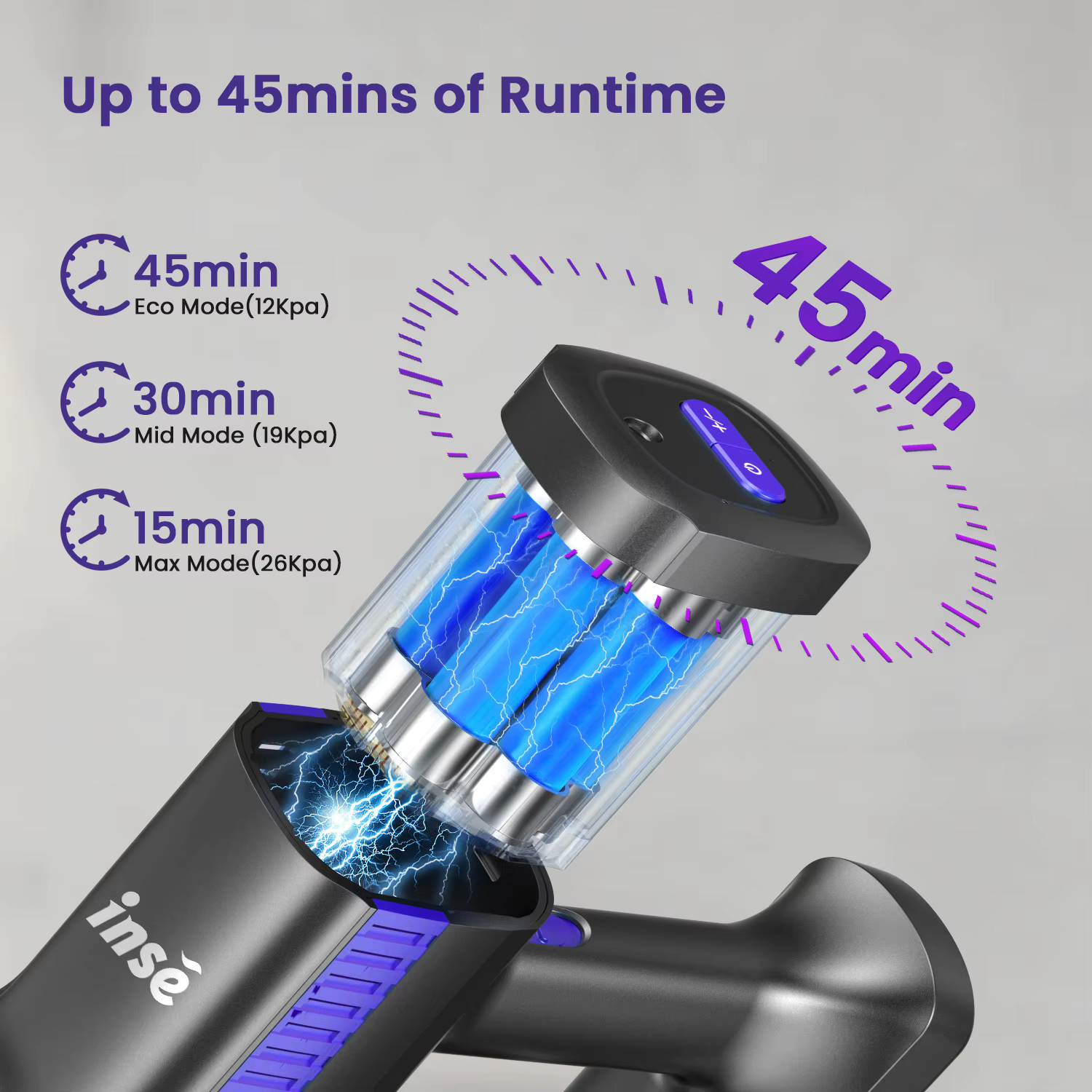 INSE-Aspirateur sans fil S7P, autonomie jusqu'à 45 services, aspirateur balai 6 en 1 pour parquet, p
