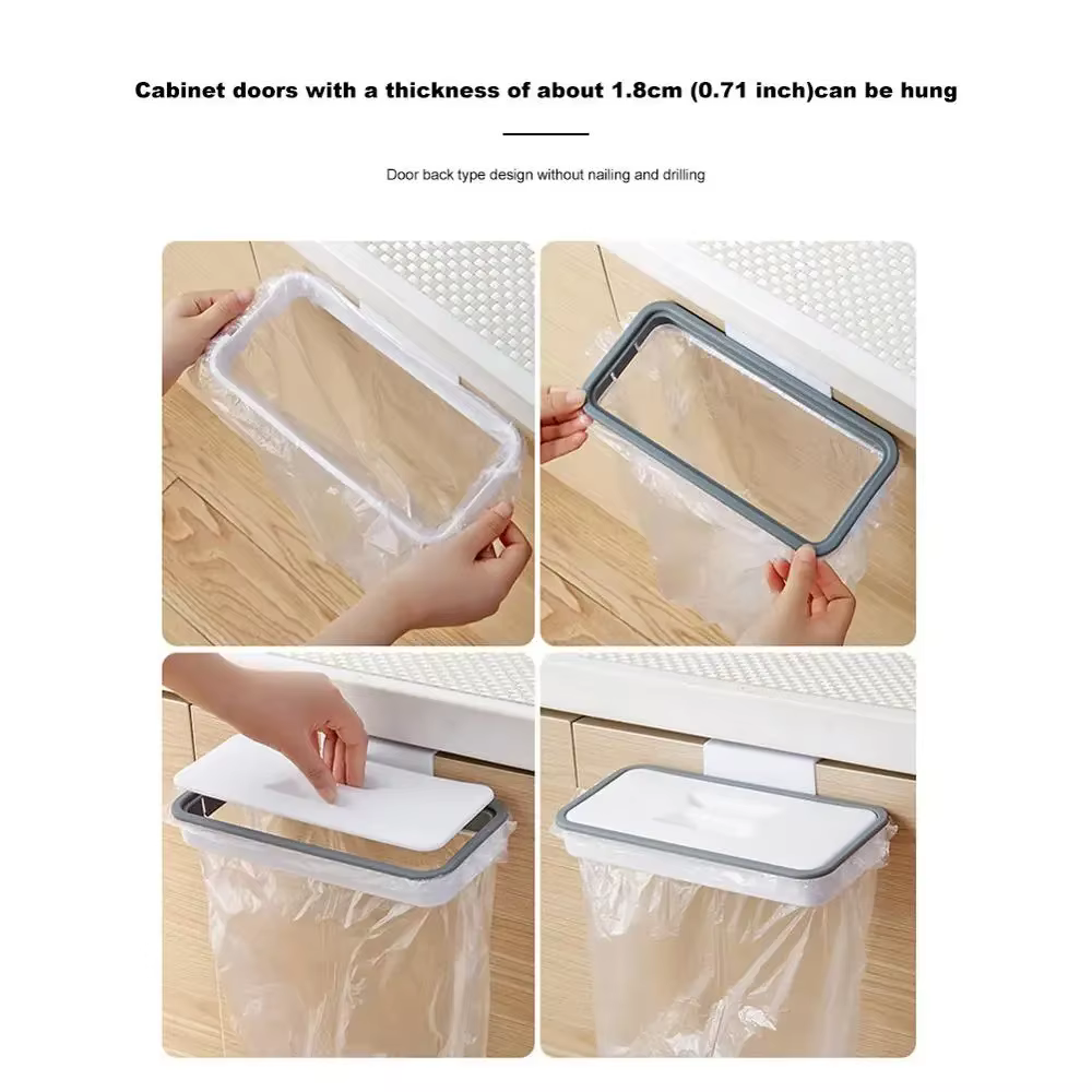 Sac suspendu à ordures en plastique Portable, support de rangement des déchets de cuisine, crochet d