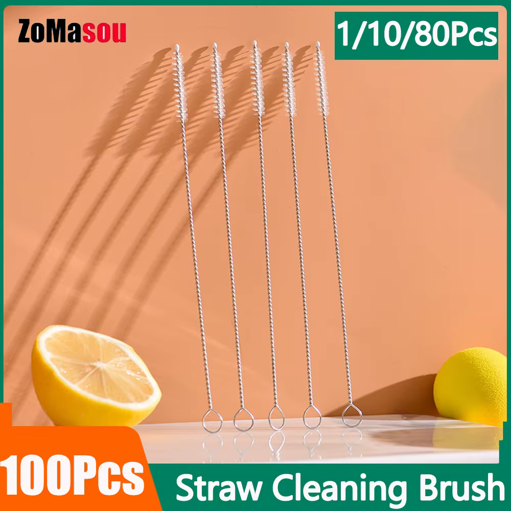 Brosse de nettoyage de paille en acier inoxydable, 1/10/100 pièces, nettoyage de tuyaux de mauvaises