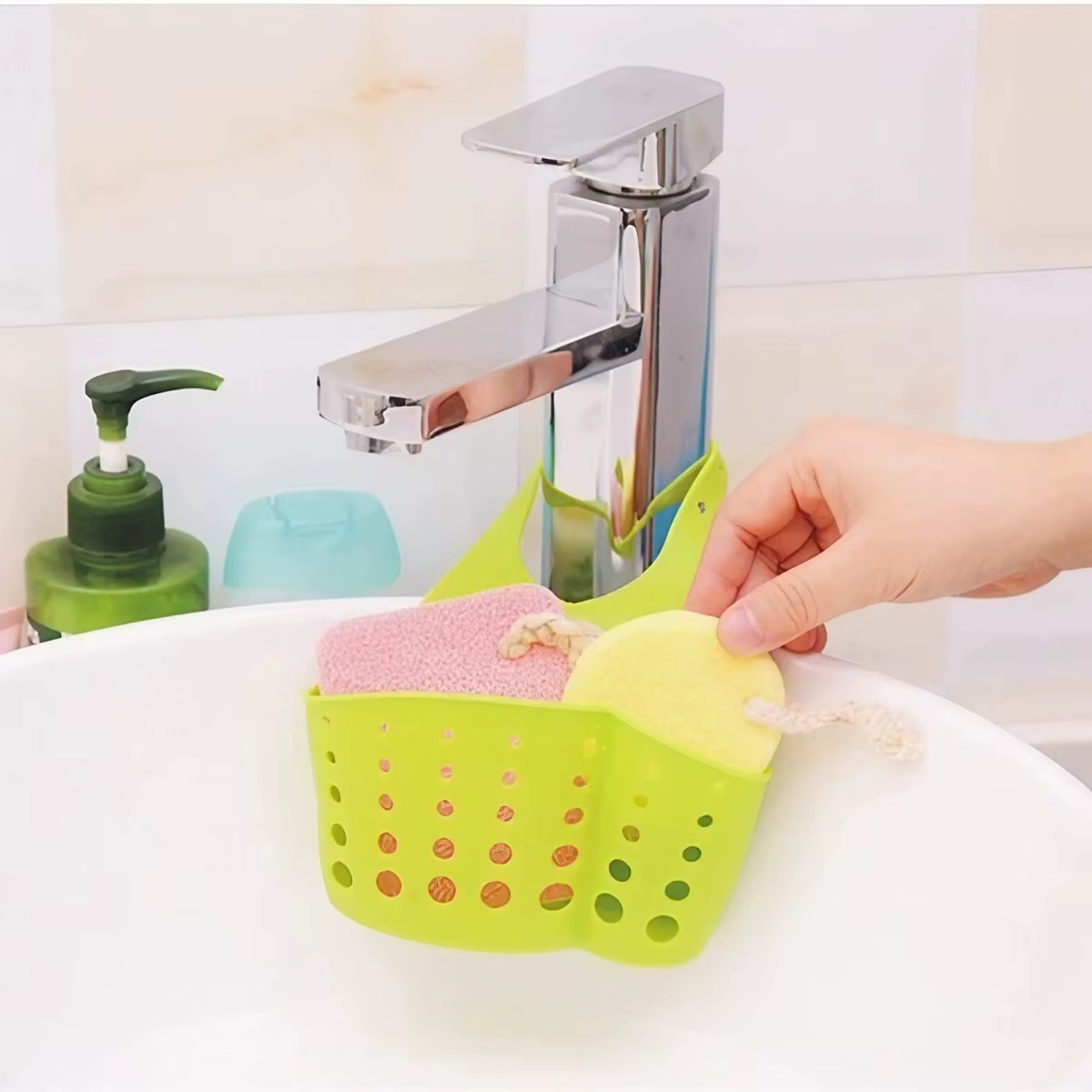 Éponge portable en PVC pour évier de cuisine à domicile, étagères de seau de rangement, porte-outils