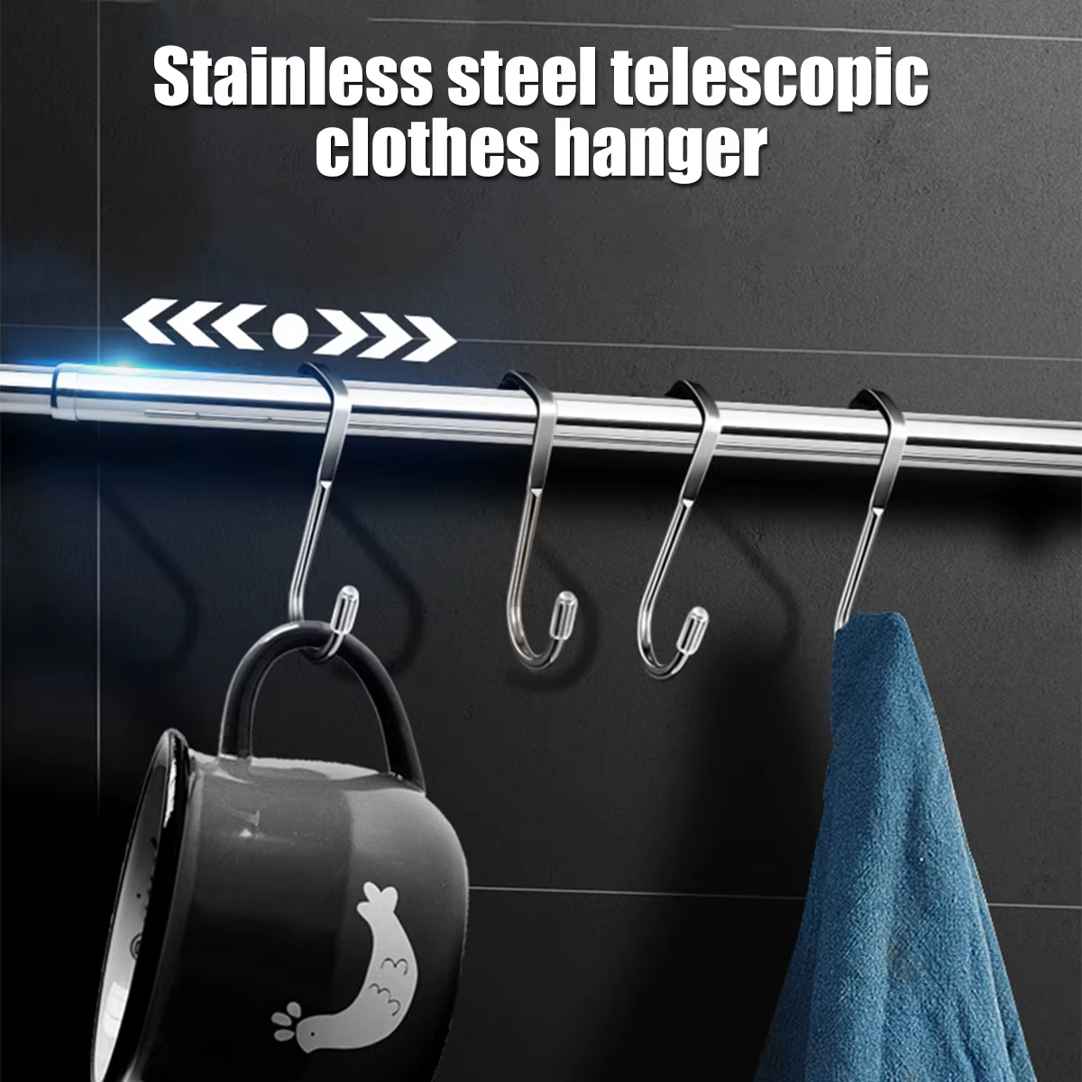 Rail de garde-robe Rail à vêtements extensible 56-100 cm tige à vêtements en acier inoxydable avec d