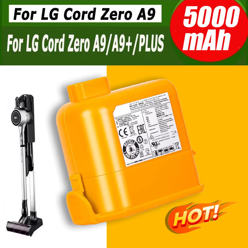 Bonne batterie d'aspirateur 6000mAh pour LG Cord Zero A9, A9 +, A9 Plus,EAC6375860, EAC63382202, MEV