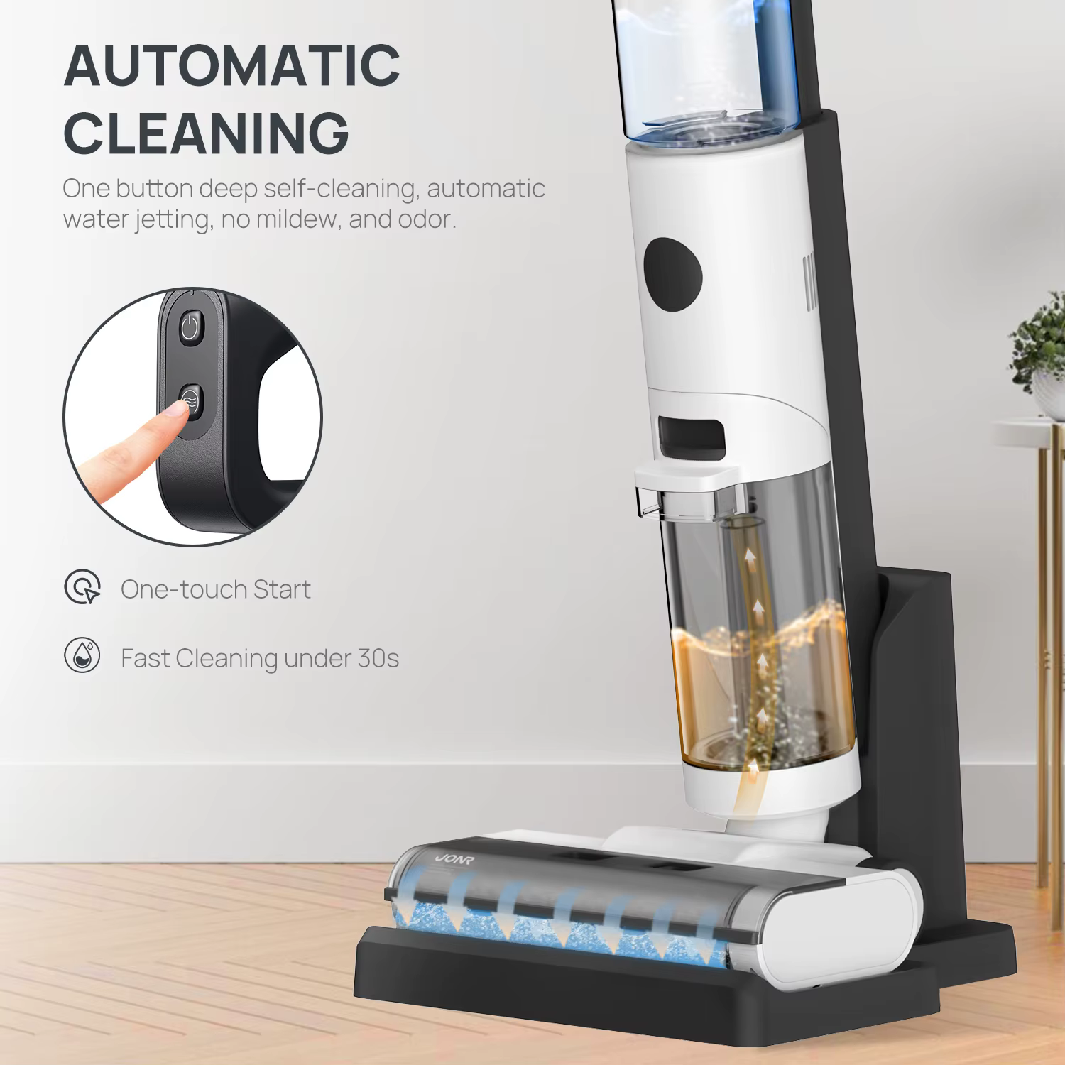 JONR ED12-Aspirateur Intelligent Sans Fil à Sec, Nettoyeur de Sol/Vadrouille à Eau